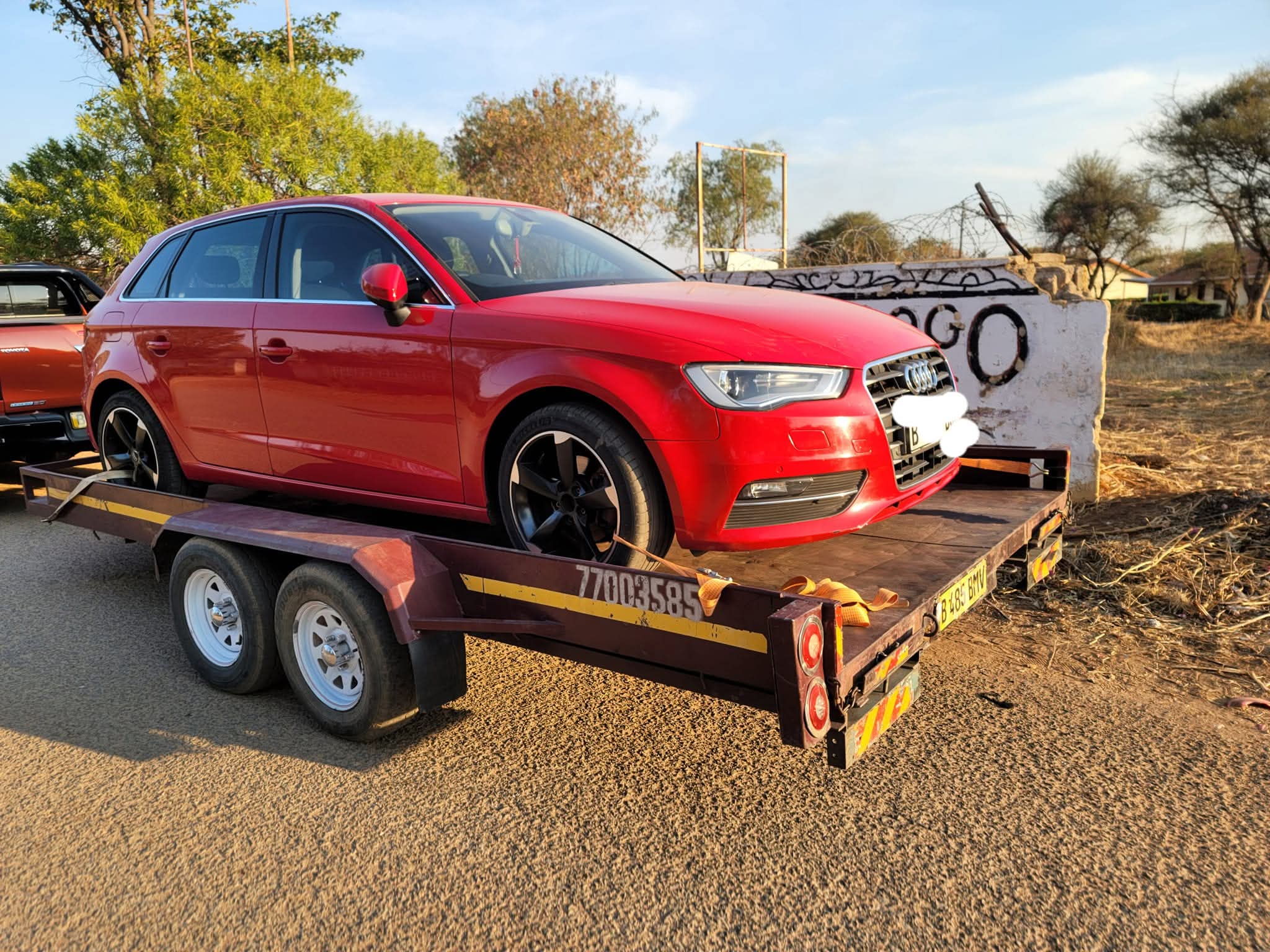 Audi A3 on trailer